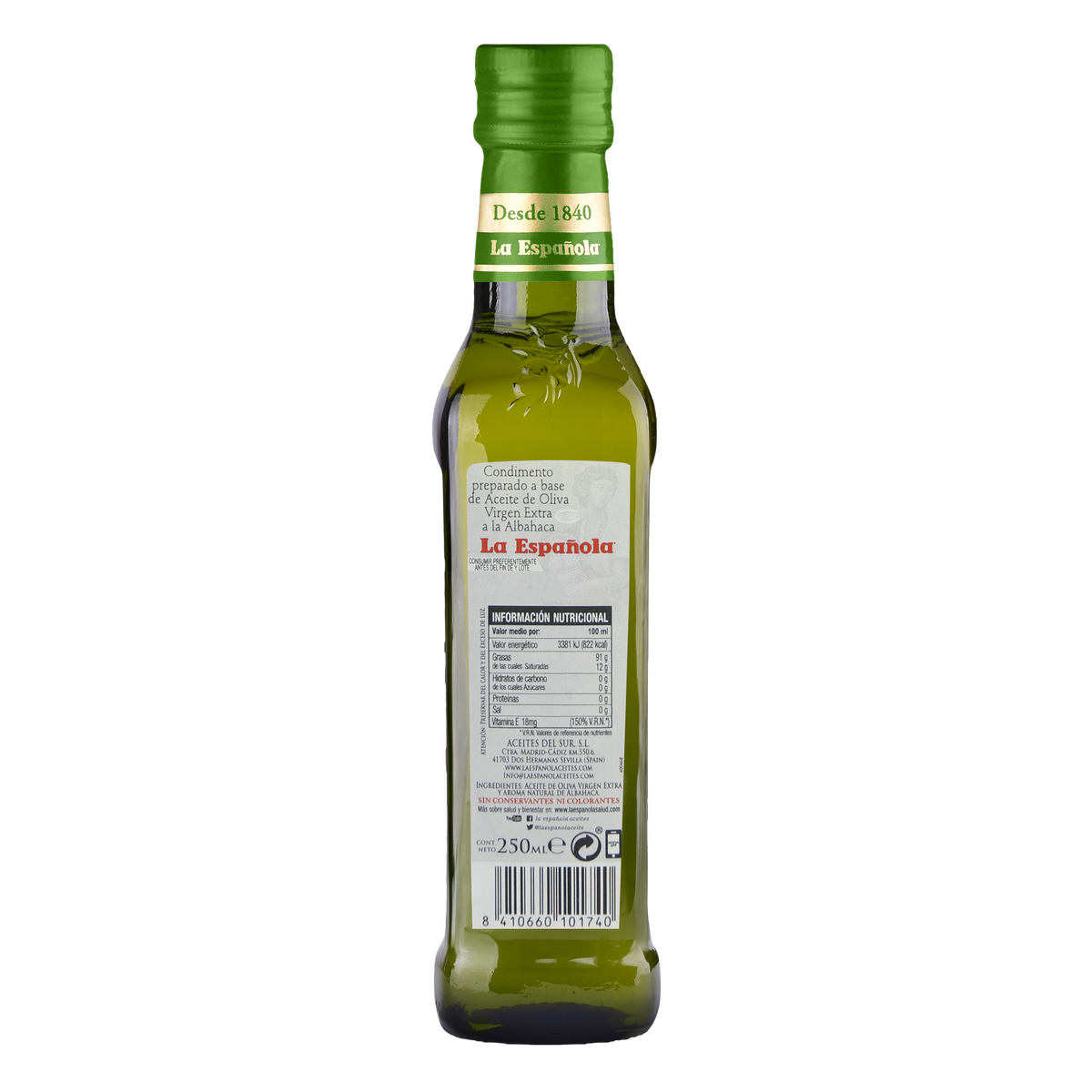 Aceite de Oliva Virgen Extra con esencia de Albahaca 250ml